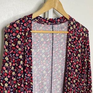 Lane Bryant Navy/Pink/Red Floral Print Rayon Fabric Cardigan Sz 18/20